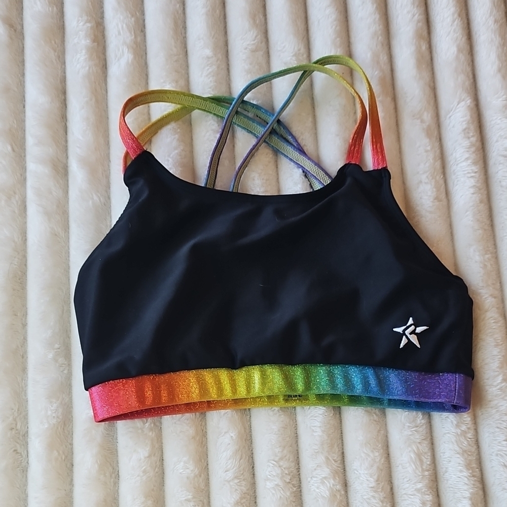 Reb Black Sports Bra with Rainbow Straps